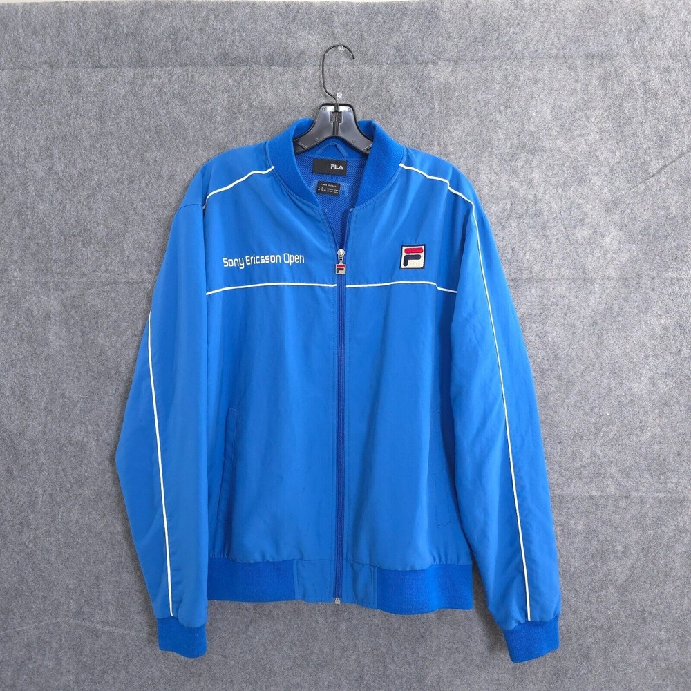 Fila Sony Ericsson Full Zip Tennis Warmup Jacket Blue‎ Men's M VTG Master Miami